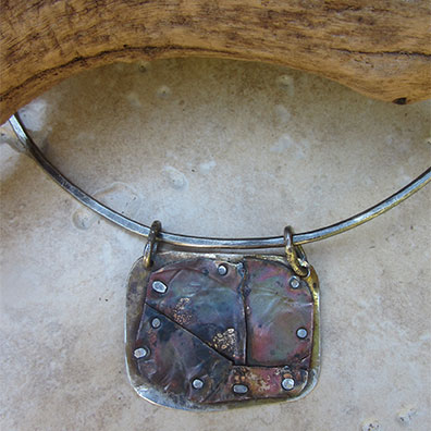 silver necklace square pendant